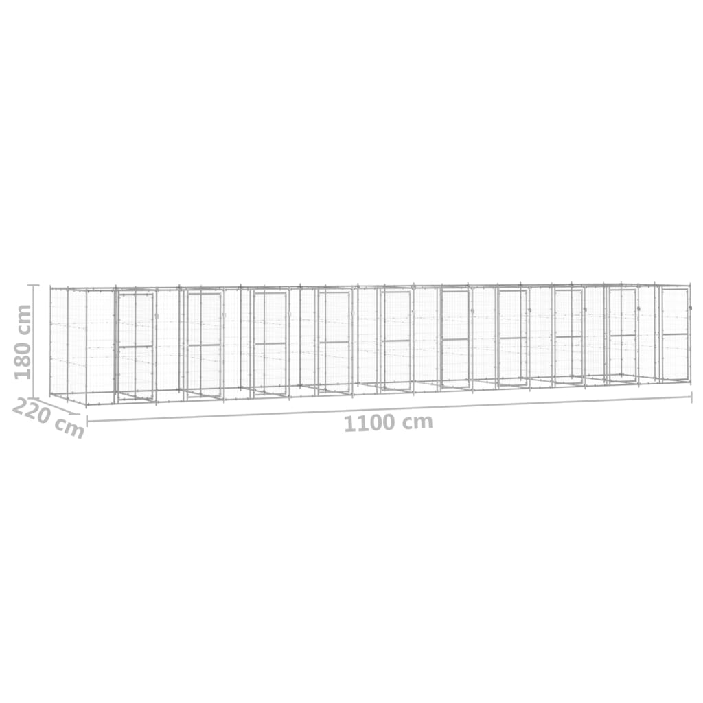 Gabbia per Cani da Esterno in Acciaio Zincato 24,2 m² | homemem39