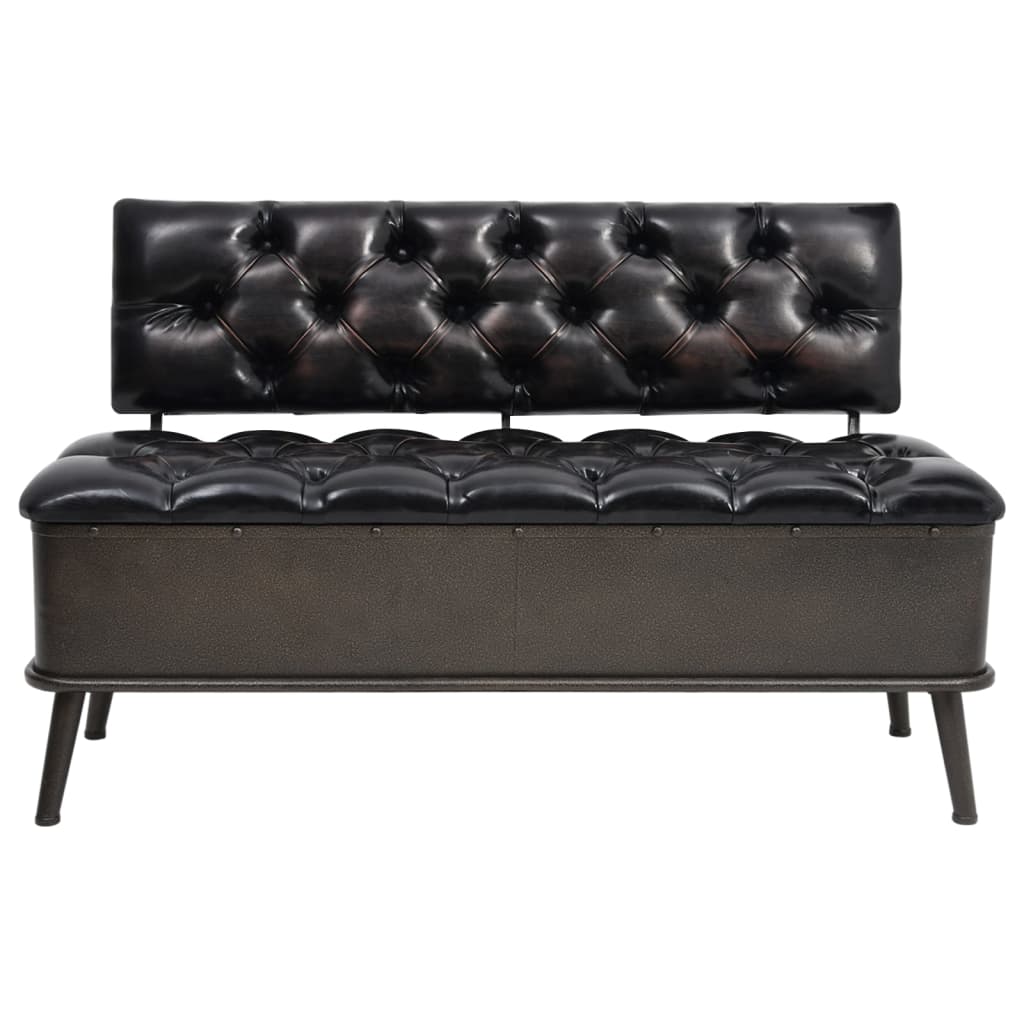 Cassapanca con Schienale 110 cm Nera in Similpelle - homemem39