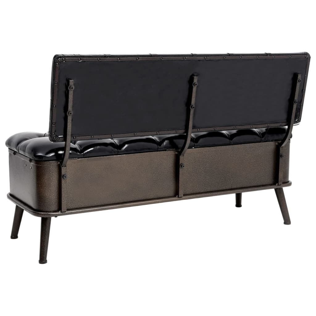 Cassapanca con Schienale 110 cm Nera in Similpelle - homemem39