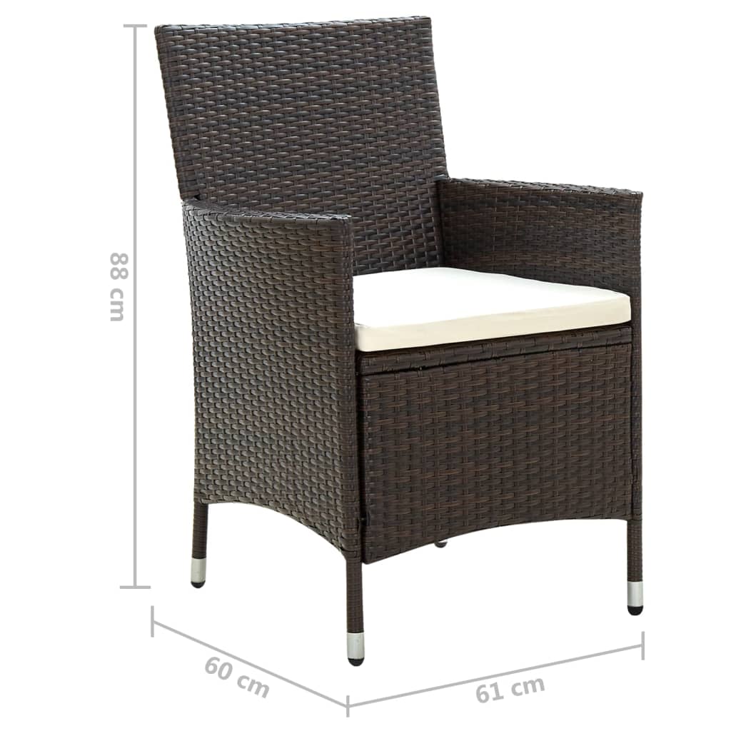 Sedie da Giardino 4 pz con Cuscini in Polyrattan Marrone | homemem39