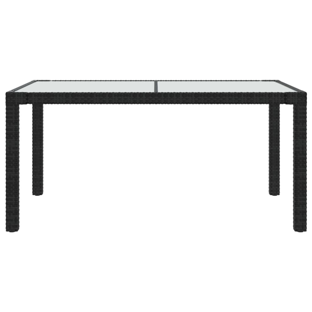 Tavolo Giardino 150x90x75 cm Vetro Temperato e Polyrattan Nero