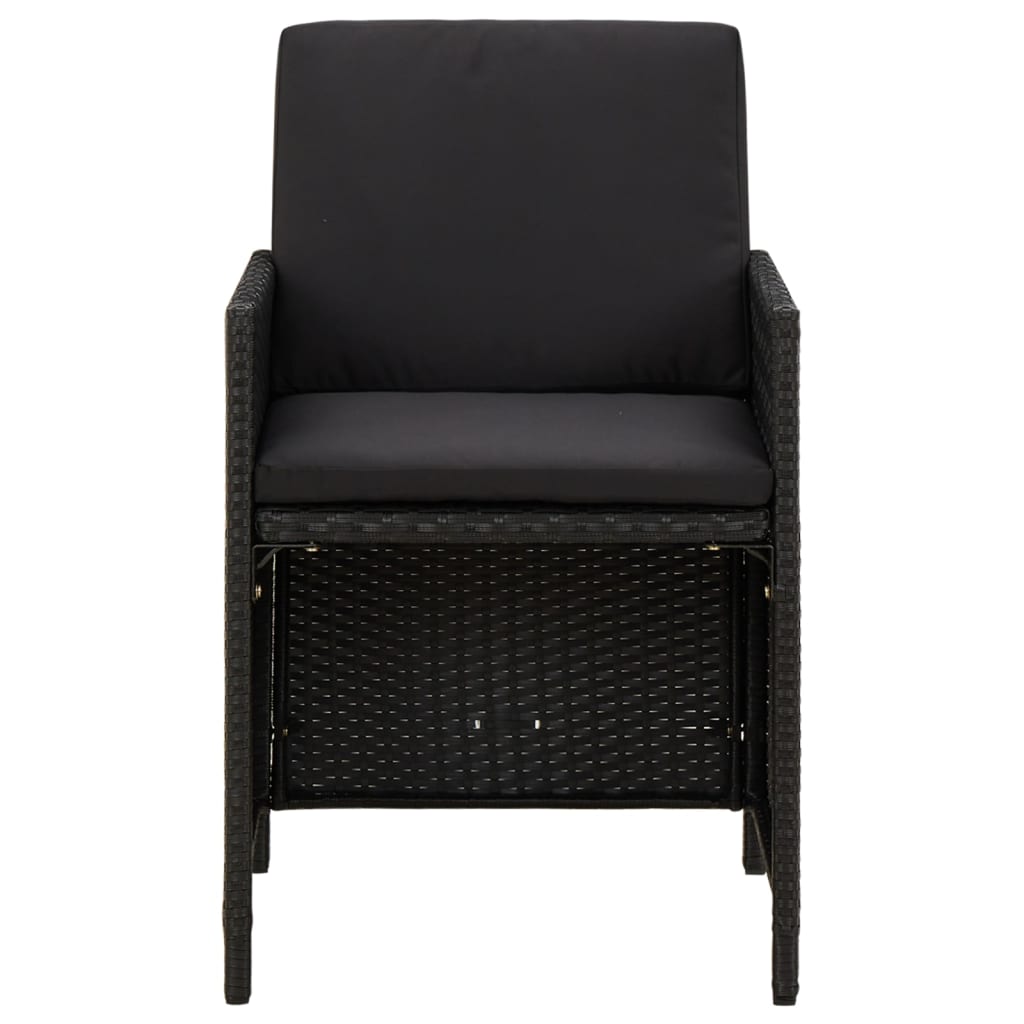 Sedie da Giardino con Cuscini 4 pz in Polyrattan Nere - homemem39