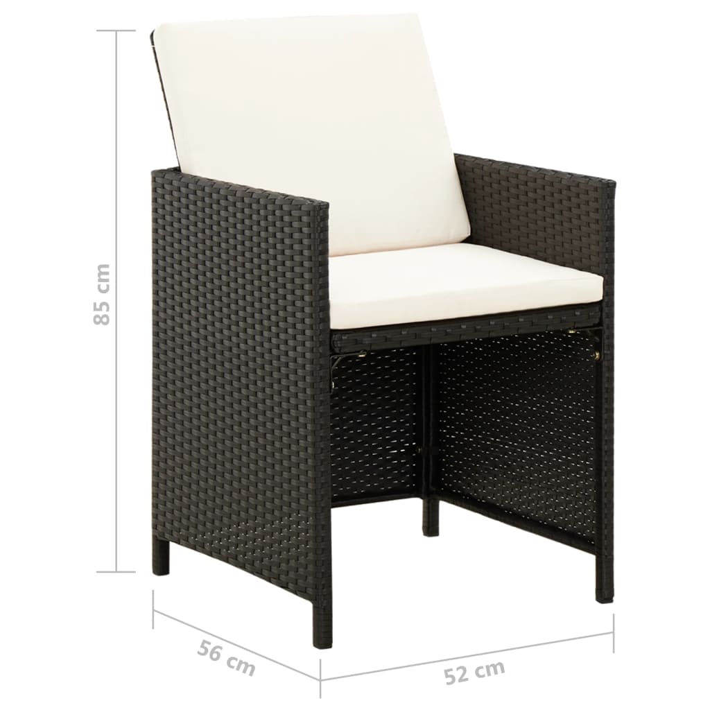 Set Sedie da Giardino con Poggiapiedi 4 pz in Polyrattan Nero | homemem39