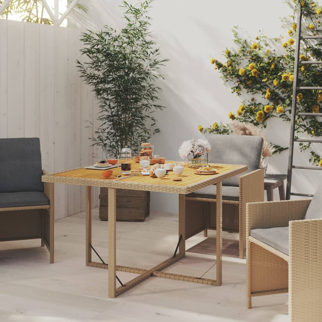 Tavolo da Giardino Beige 109x107x74 cm in Polyrattan e Acacia - homemem39