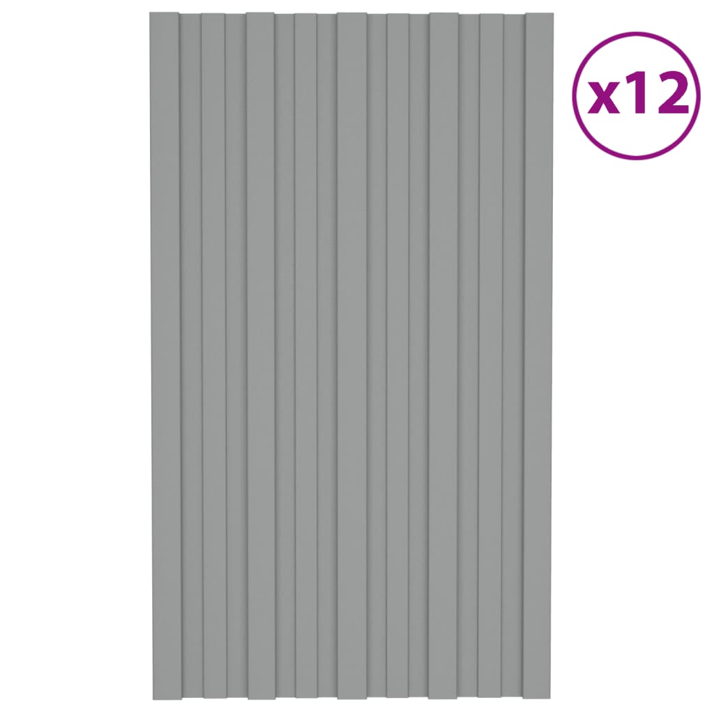 Pannelli da Tetto 12 pz in Acciaio Zincato Grigio 80x45 cm - homemem39