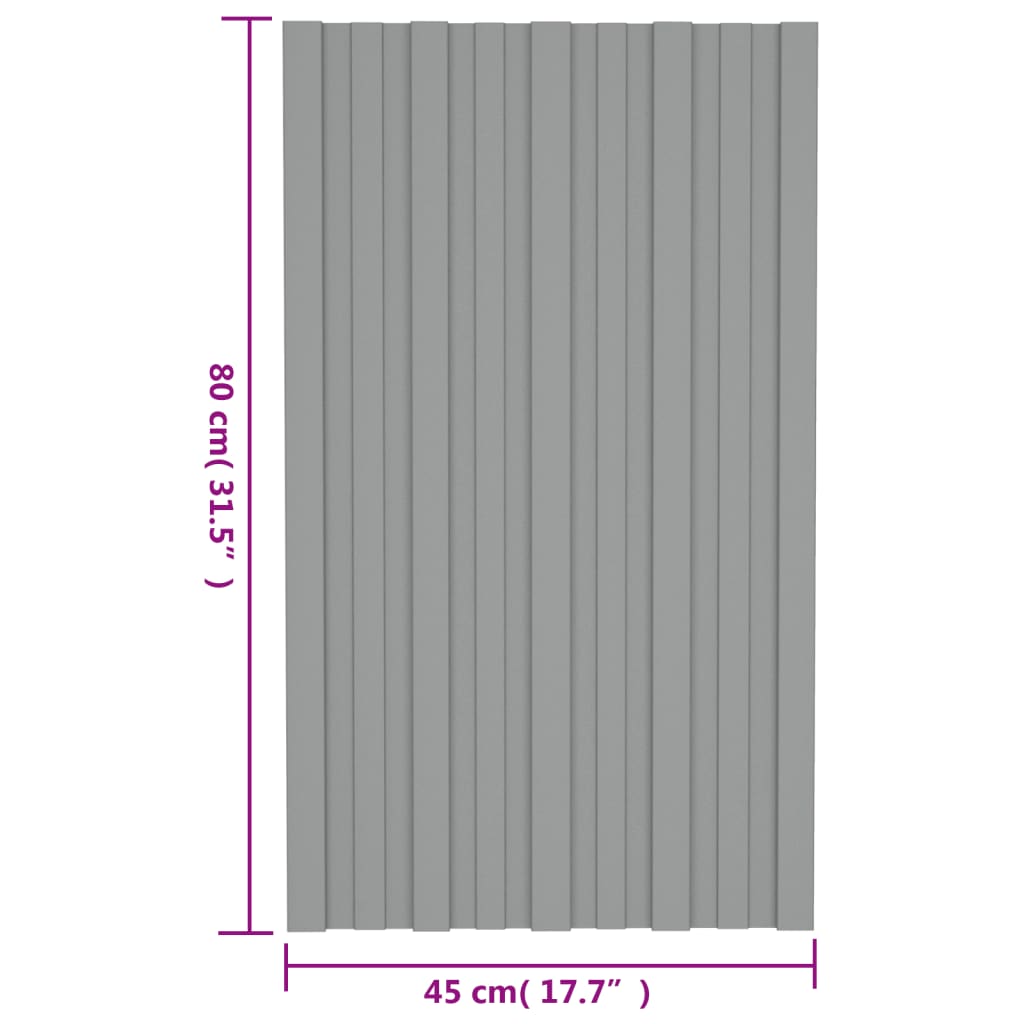 Pannelli da Tetto 12 pz in Acciaio Zincato Grigio 80x45 cm - homemem39