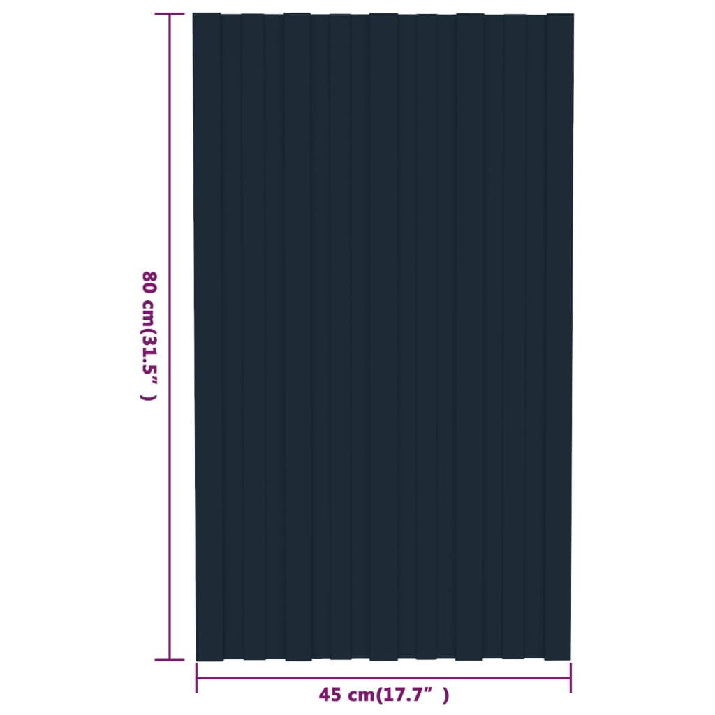 Pannelli da Tetto 36 pz in Acciaio Zincato Antracite 80x45 cm - homemem39
