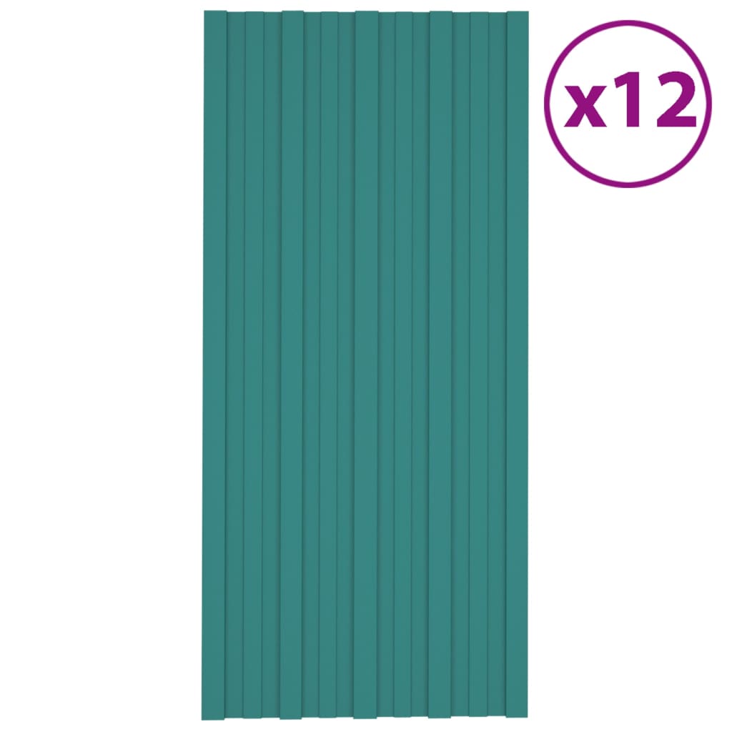 Pannelli da Tetto 12 pz in Acciaio Zincato Verdi 100x45 cm - homemem39