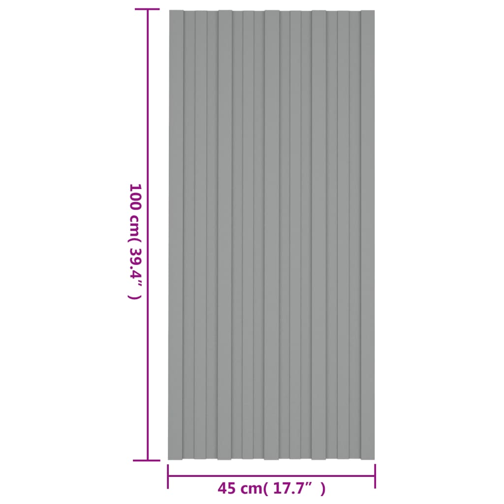 Pannelli da Tetto 36 pz in Acciaio Zincato Grigio 100x45 cm - homemem39