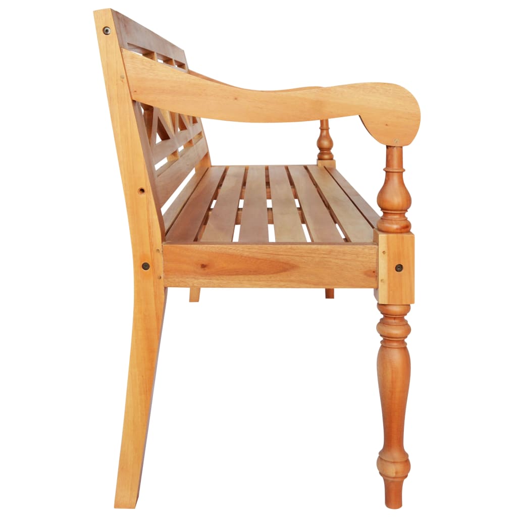 Panca Batavia 123 cm in Legno Massello di Mogano Marrone Chiaro - homemem39