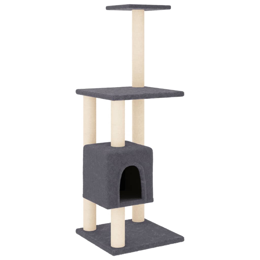 Albero per Gatti con Tiragraffi in Sisal Grigio Scuro 104 cm - homemem39