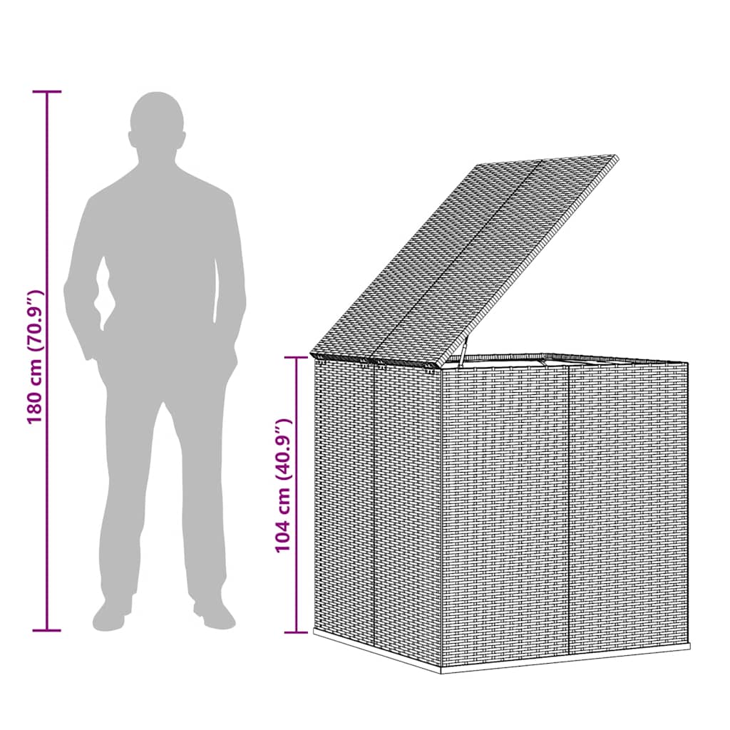 Contenitore da Giardino in Rattan PE 100x97,5x104 cm Grigio