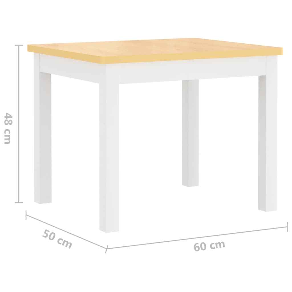 Set Tavolo e Sedie per Bambini 3 Pezzi Bianco e Beige in MDF - homemem39