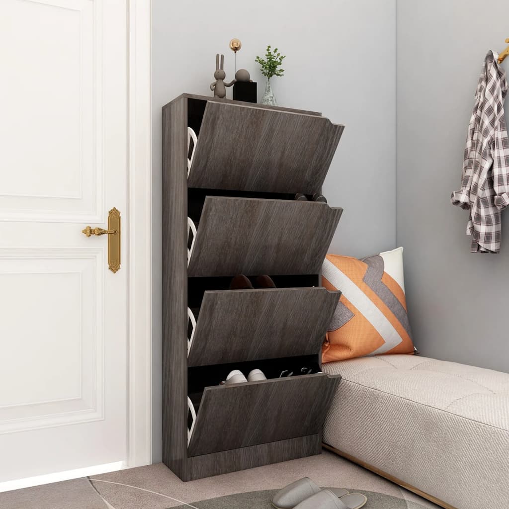 Scarpiera 4 Ante Grigio Rovere Sonoma 59x24x136cm Multistrato - homemem39