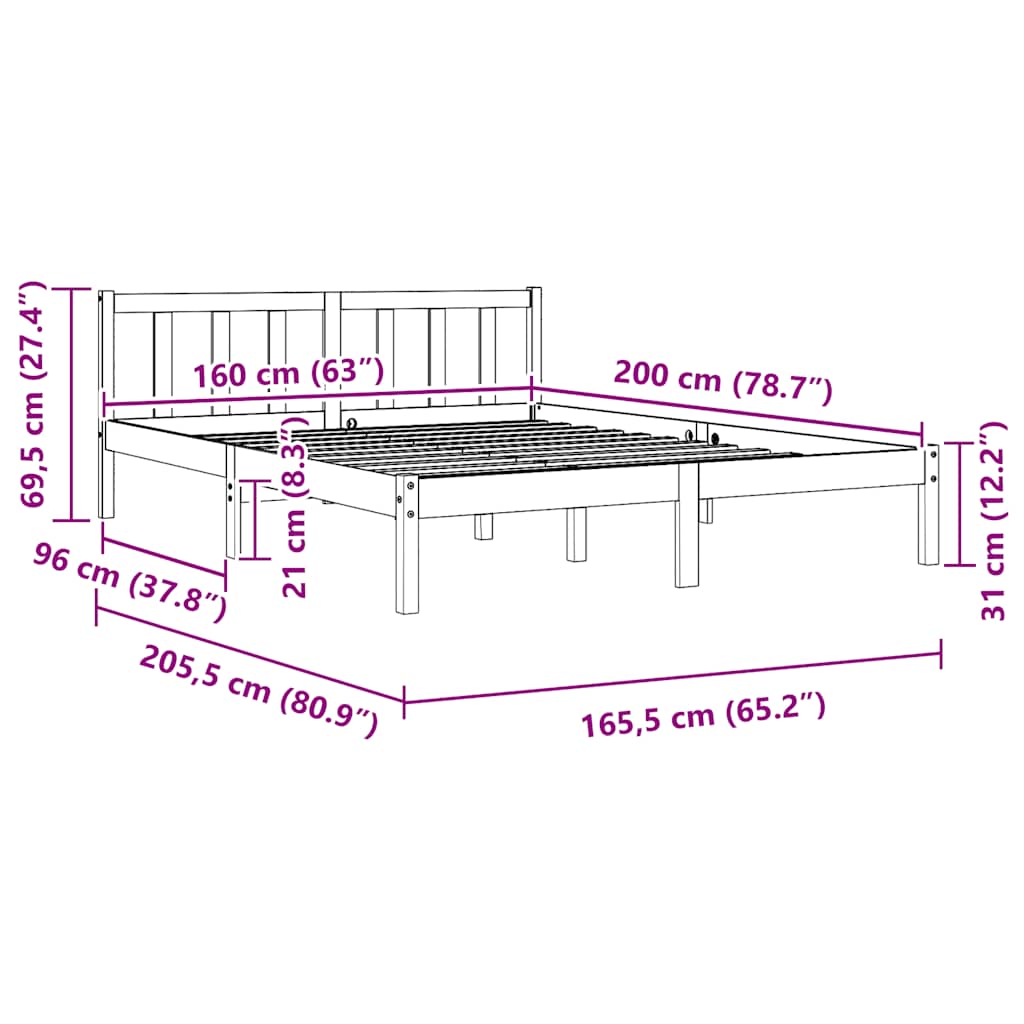 Giroletto in Legno Massello di Pino 160x200 cm | homemem39