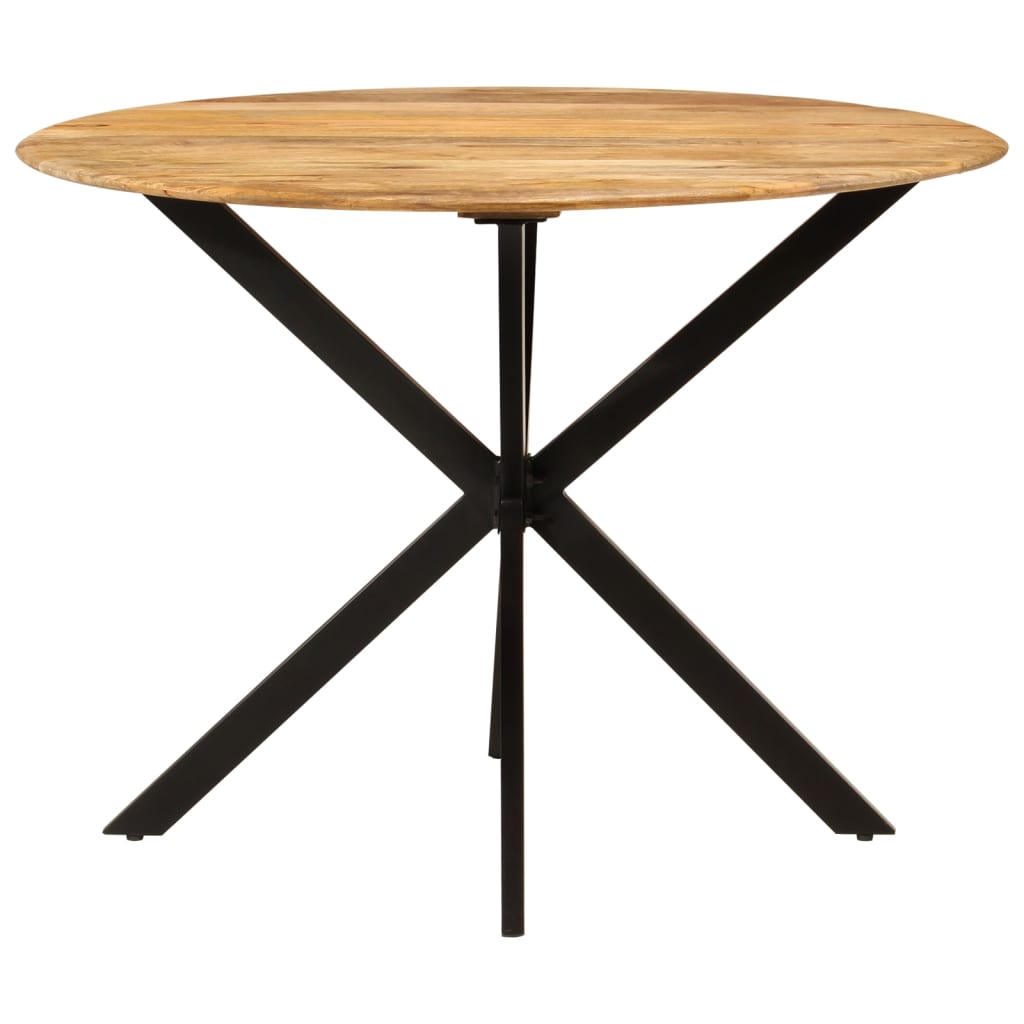 Tavolo da Pranzo Ø110x78cm in Legno Massello di Mango e Acciaio