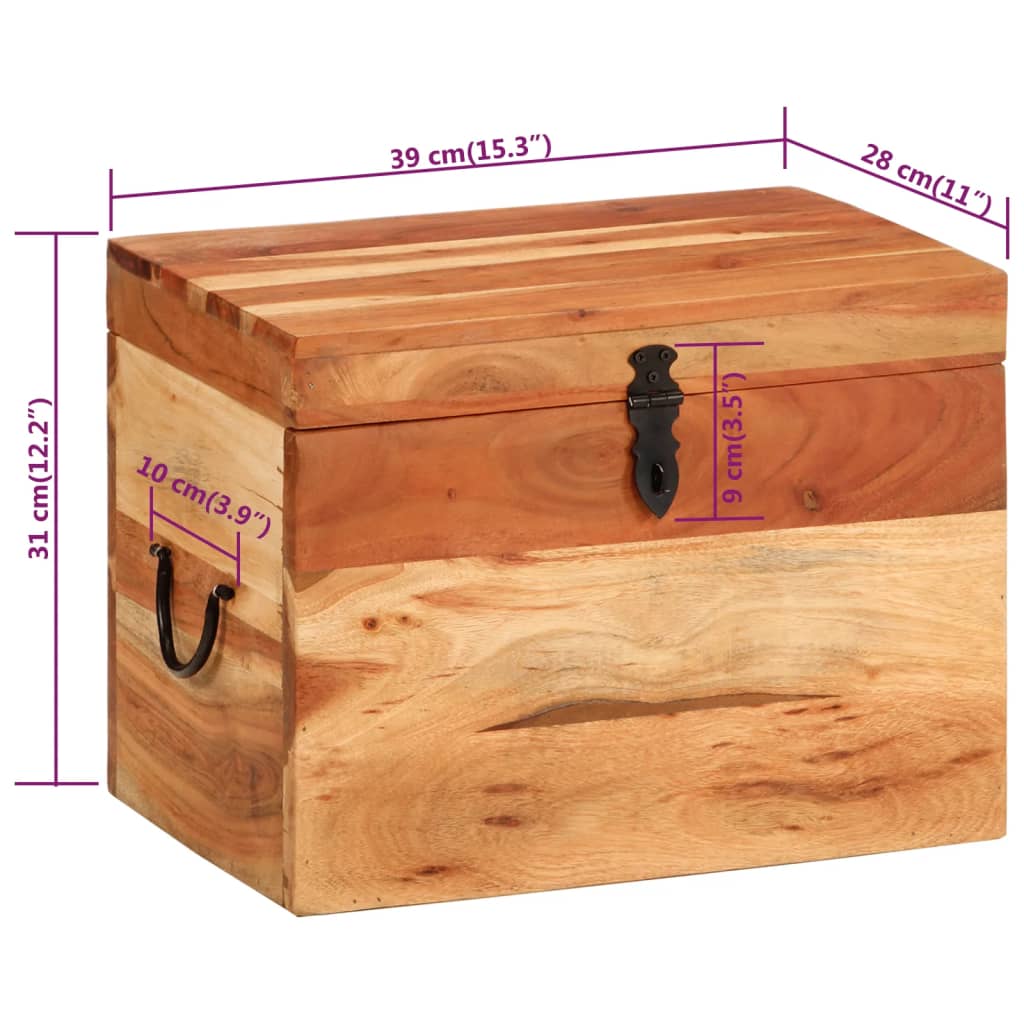 Contenitore Portaoggetti 39x28x31cm in Legno Massello di Acacia - homemem39