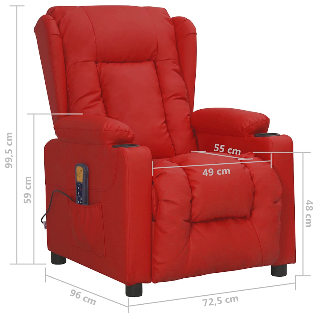Poltrona Massaggiante Rosso Vino in Similpelle