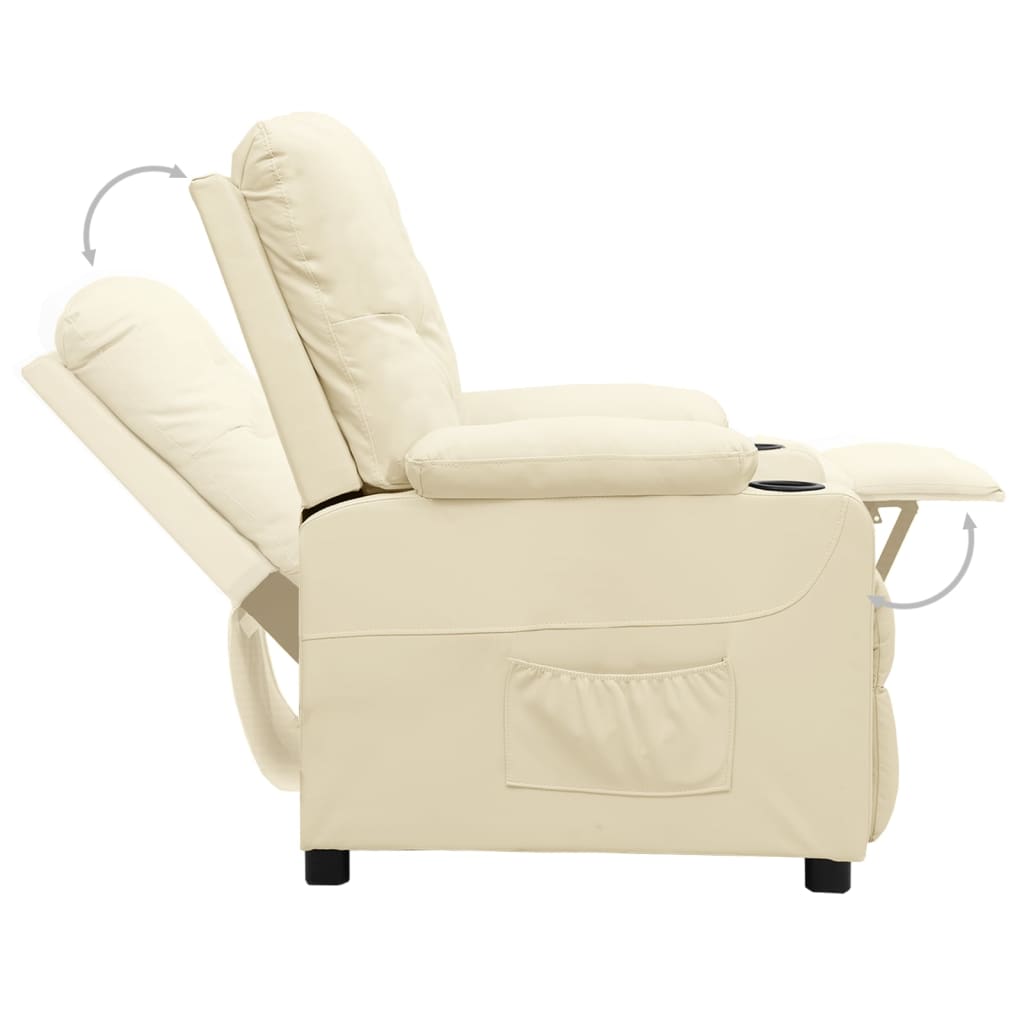 Poltrona Reclinabile Crema in Similpelle - homemem39