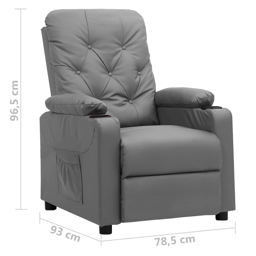 Poltrona Reclinabile Grigia in Similpelle - homemem39