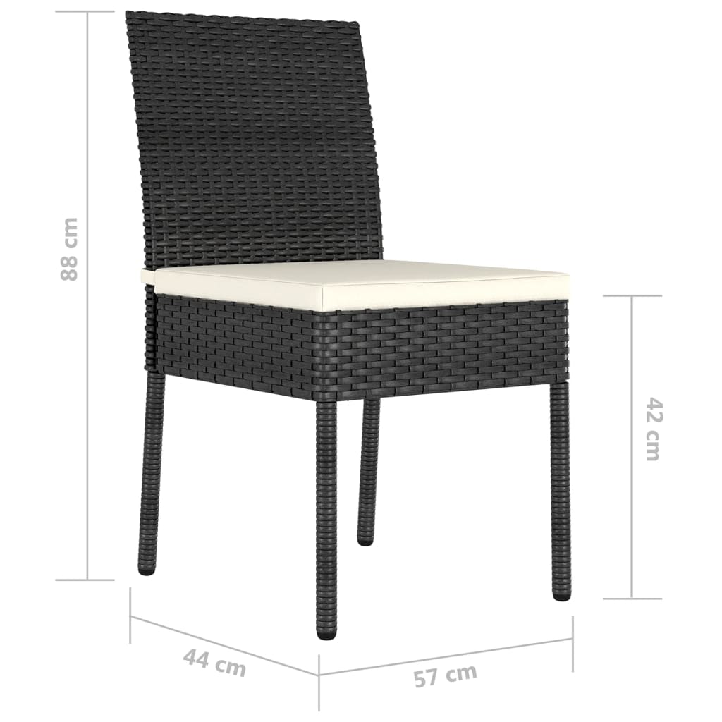 Sedie da Pranzo per Giardino 4 pz in Polyrattan Nero - homemem39