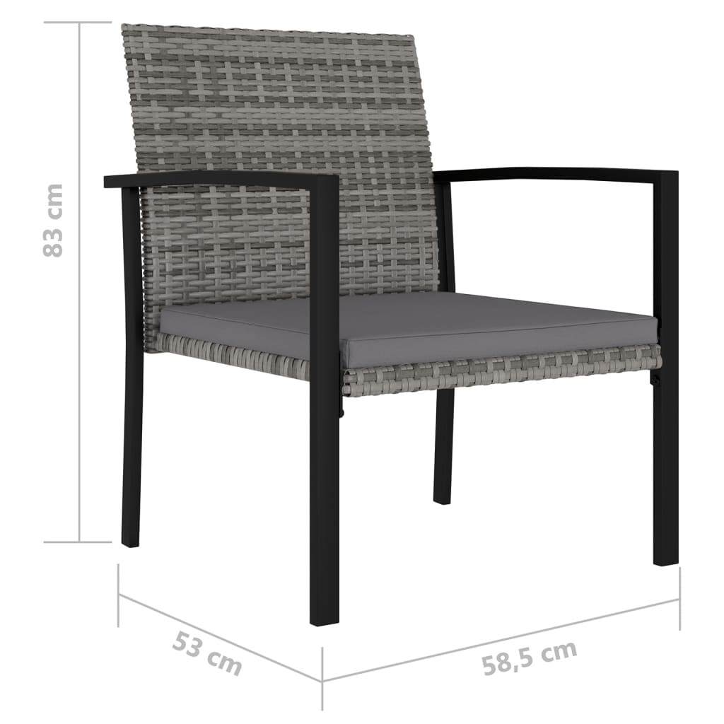 Sedie da Pranzo per Giardino 4 pz in Polyrattan Grigio - homemem39