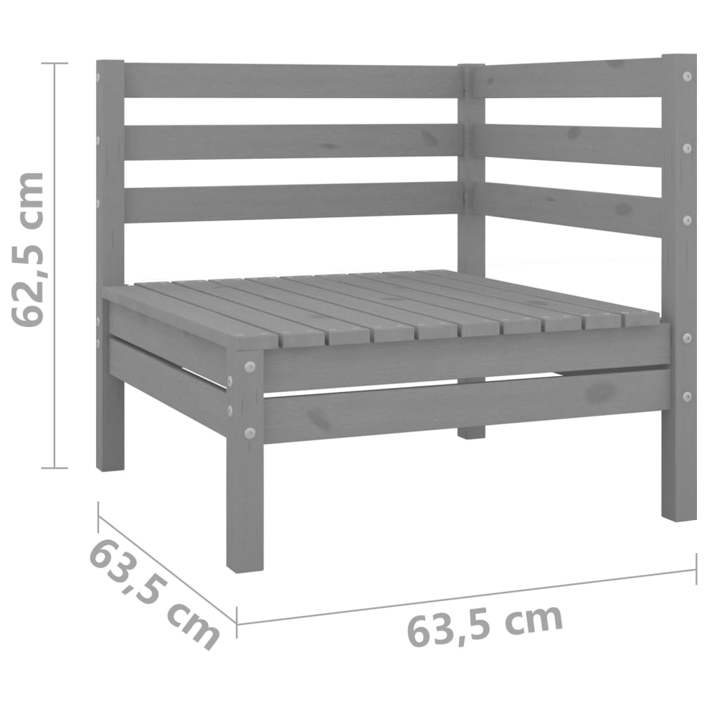 Divano da Giardino a 2 Posti Grigio in Legno Massello di Pino | homemem39