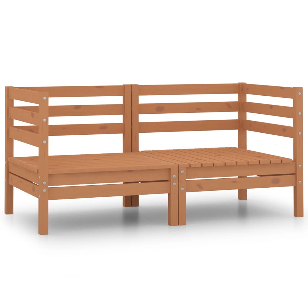 Divano da Giardino 2 Posti Marrone Ambra Legno Massello di Pino - homemem39