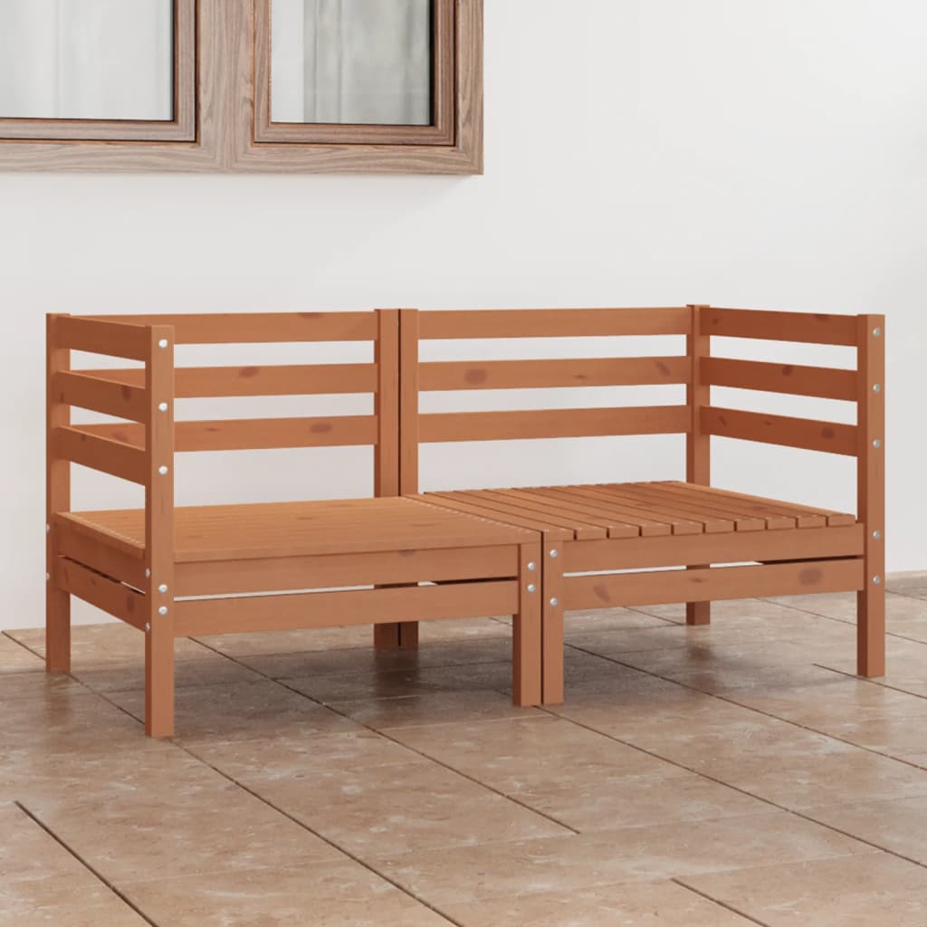 Divano da Giardino 2 Posti Marrone Ambra Legno Massello di Pino - homemem39