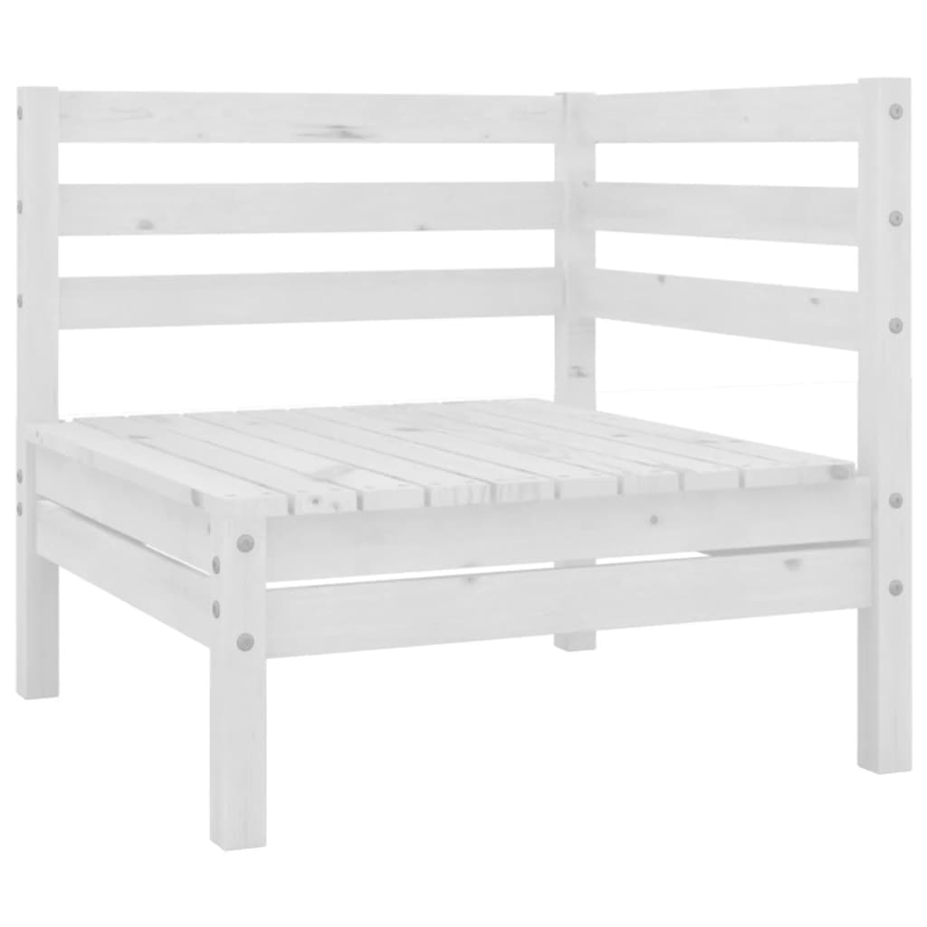 Set Divani da Giardino 7 pz Bianco in Legno Massello di Pino - homemem39