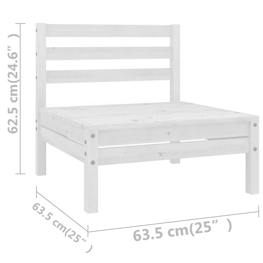 Set Divani da Giardino 8 pz Bianco in Legno Massello di Pino | homemem39