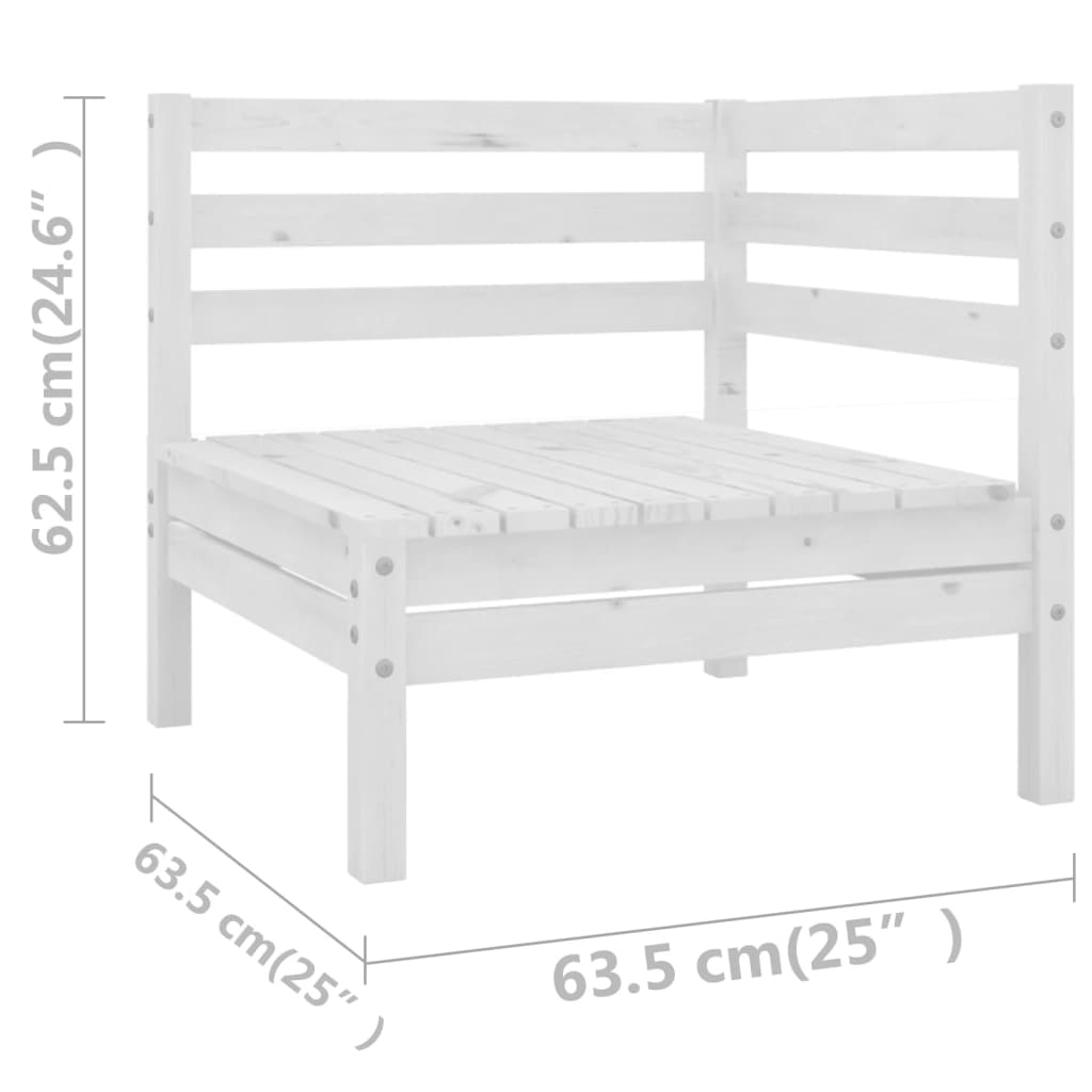 Set Divani da Giardino 7 pz Bianco in Legno Massello di Pino | homemem39