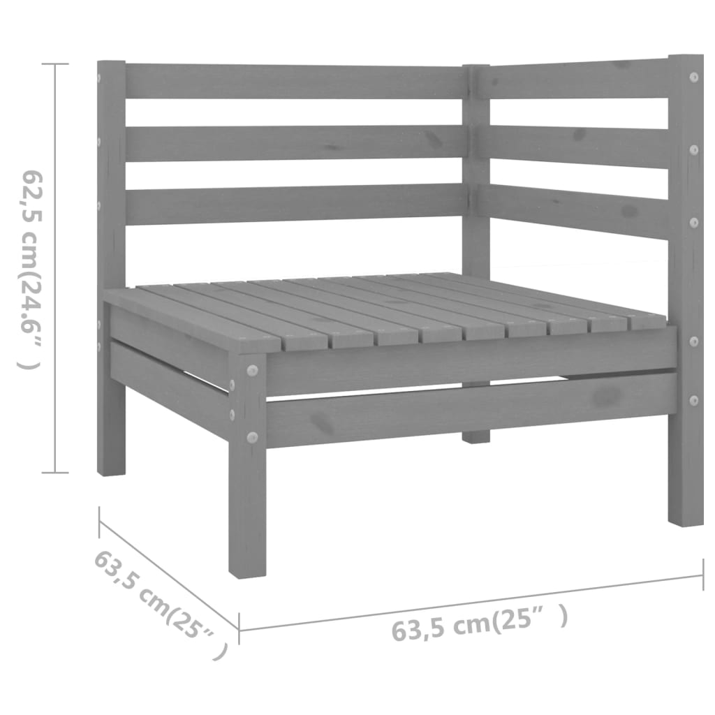 Set Divani da Giardino 4 pz Grigio in Legno Massello di Pino | homemem39