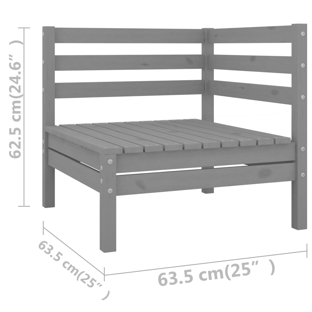 Set Salotto da Giardino 7 pz in Legno Massello di Pino Grigio | homemem39