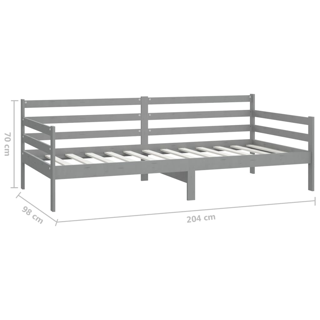 Divano Letto con Materasso 90x200 cm Grigio in Legno di Pino | homemem39