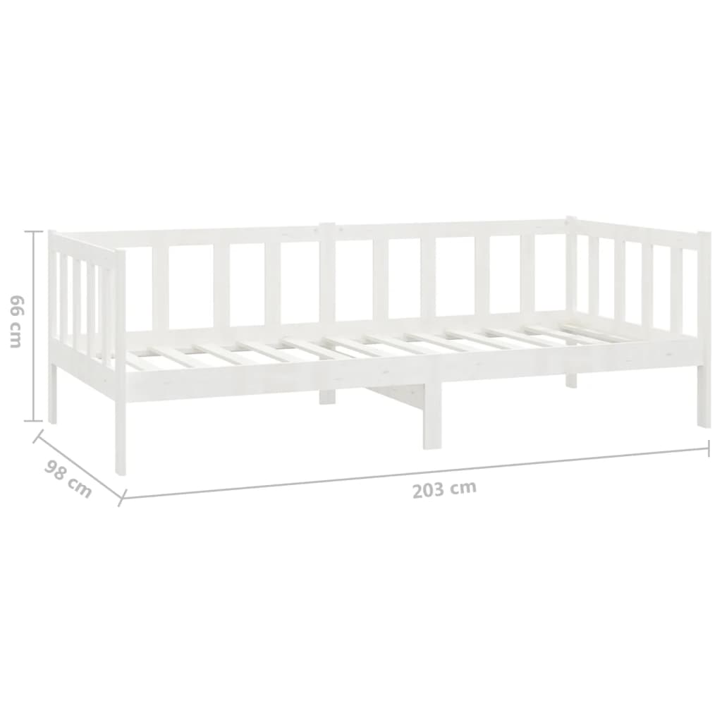 Divano Letto con Materasso 90x200 cm Bianco in Legno di Pino