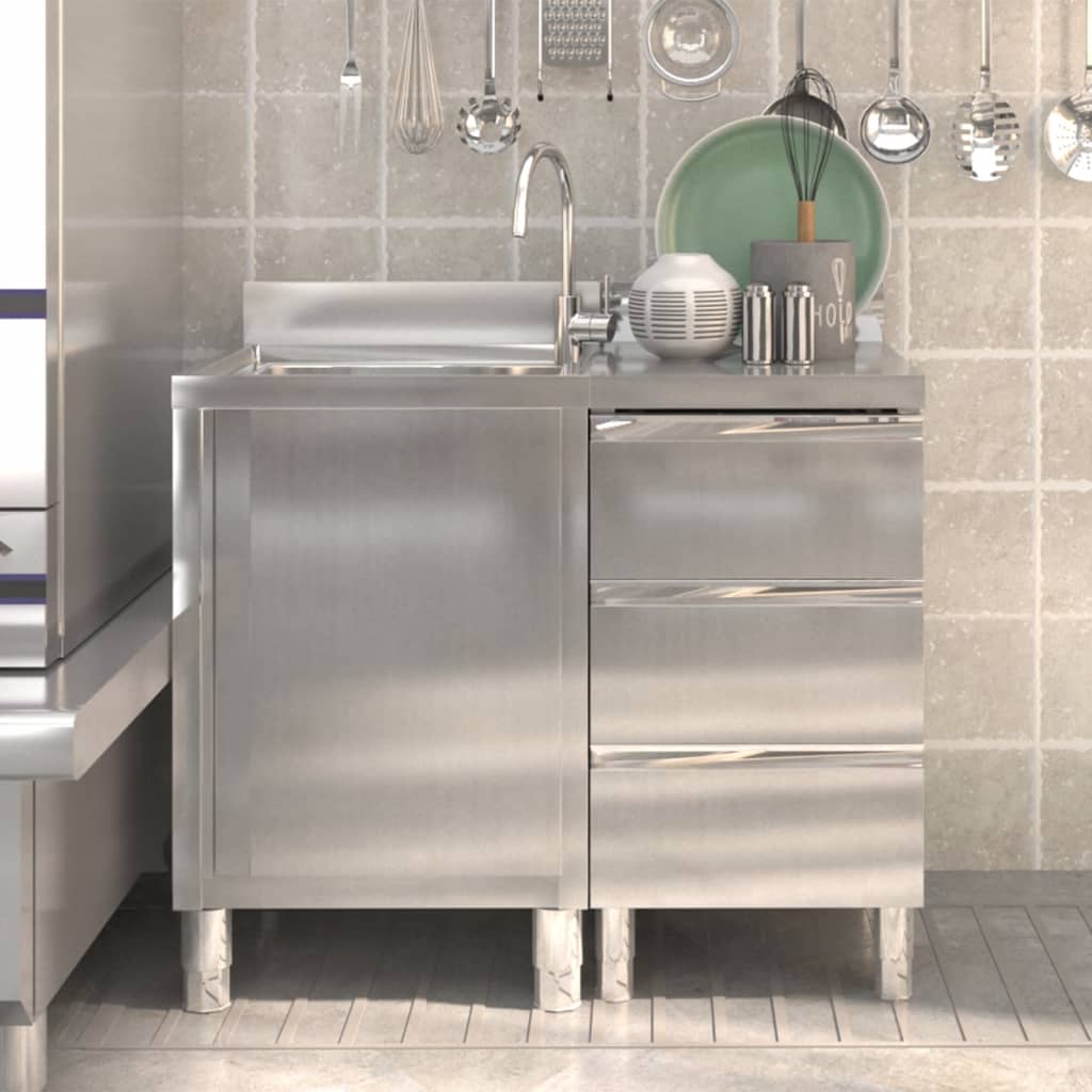 Mobili da cucina commerciali 2 pz in acciaio inox - homemem39