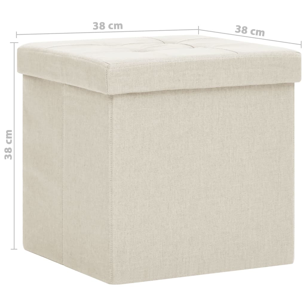Sgabello con Contenitore Pieghevole Bianco Crema in Simil Lino - homemem39