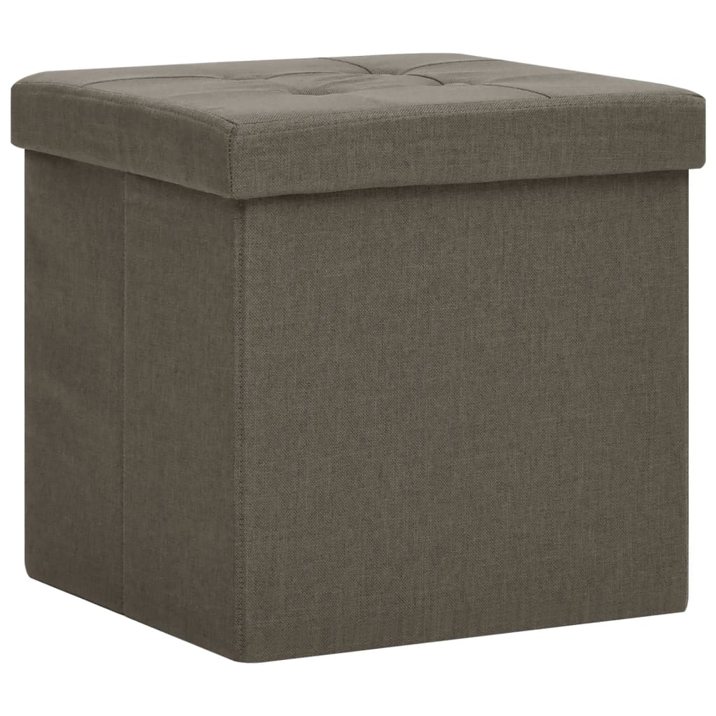 Sgabello con Contenitore Pieghevole Marrone in Simil Lino - homemem39