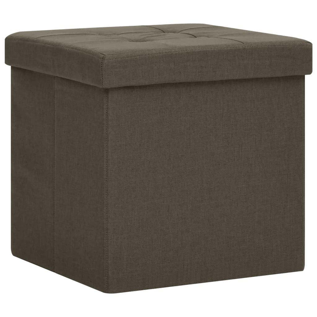 Sgabello con Contenitore Pieghevole Marrone Scuro in Simil Lino - homemem39
