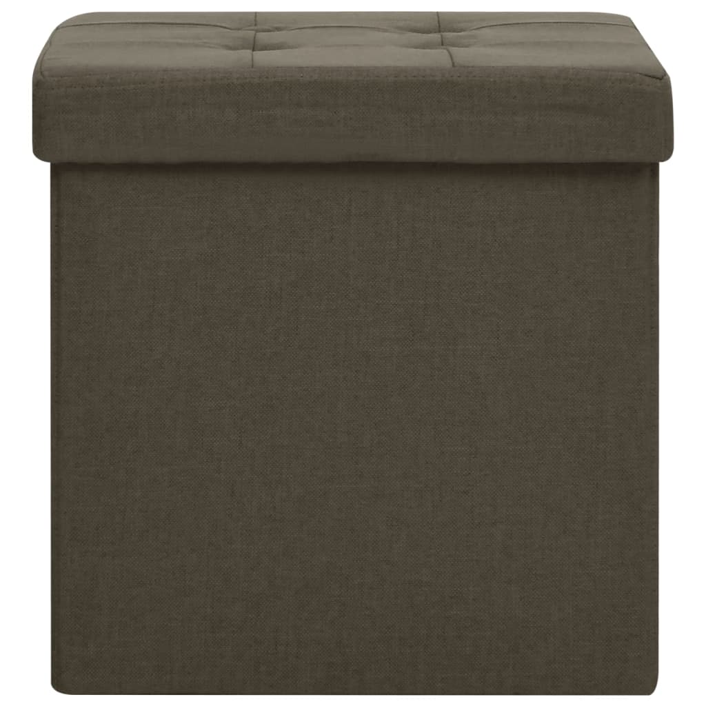 Sgabello con Contenitore Pieghevole Marrone Scuro in Simil Lino - homemem39