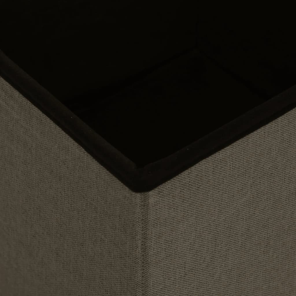Sgabello con Contenitore Pieghevole Marrone Scuro in Simil Lino - homemem39