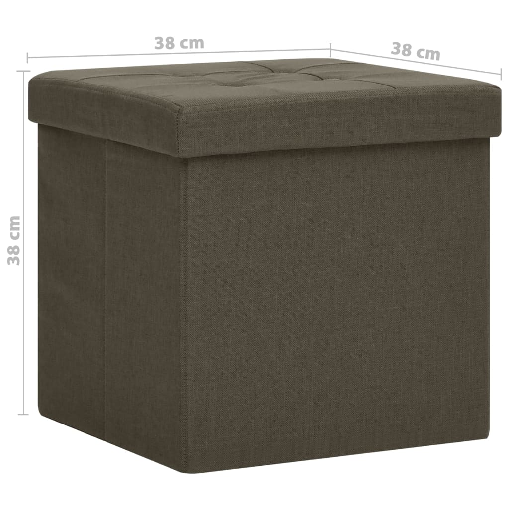 Sgabello con Contenitore Pieghevole Marrone Scuro in Simil Lino - homemem39