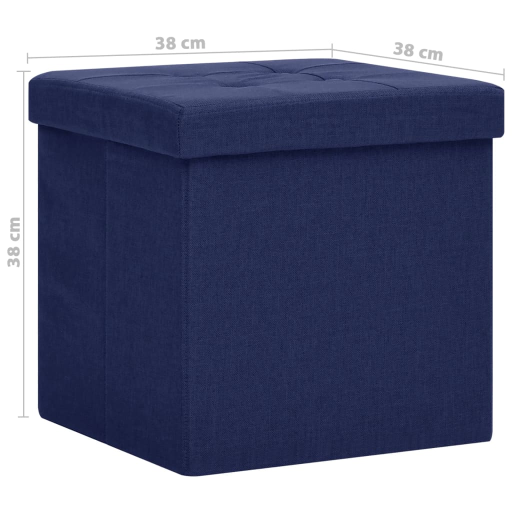 Sgabello con Contenitore Pieghevole Blu in Simil Lino | homemem39