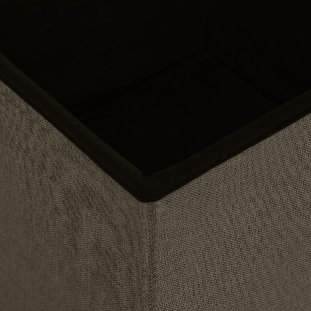 Pouf con Contenitore Pieghevoli 2pz Marrone Scuro in Simil Lino - homemem39