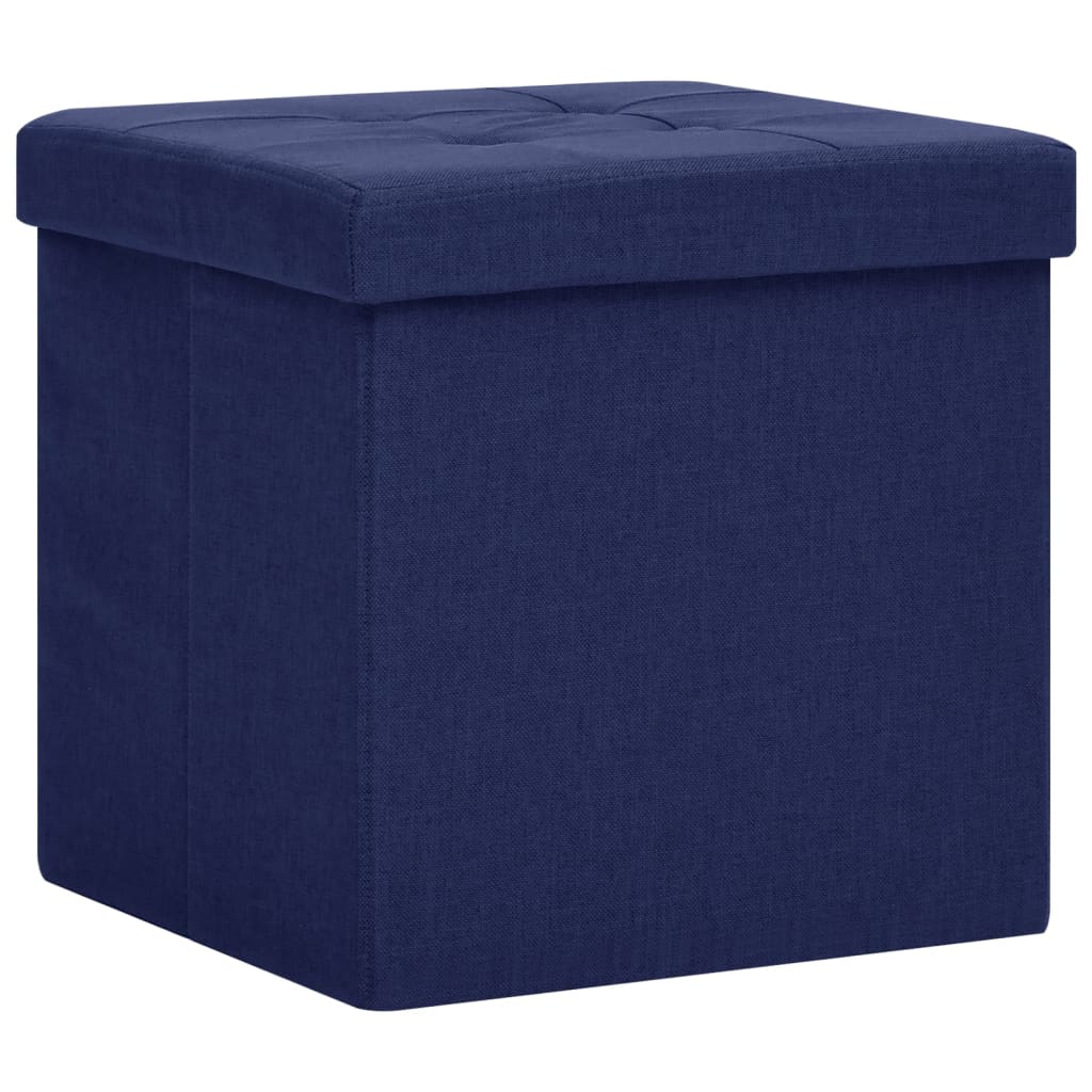 Sgabelli con Contenitore Pieghevoli 2 pz Blu in Simil Lino - homemem39