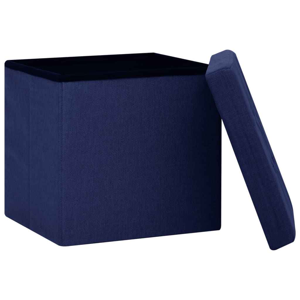Sgabelli con Contenitore Pieghevoli 2 pz Blu in Simil Lino - homemem39