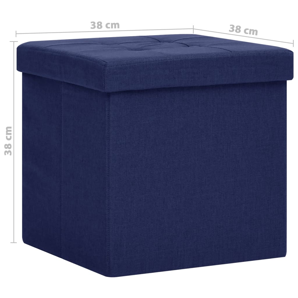 Sgabelli con Contenitore Pieghevoli 2 pz Blu in Simil Lino - homemem39