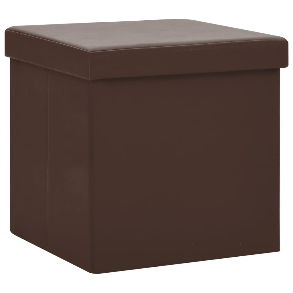 Sgabello con Contenitore Pieghevole Marrone in PVC - homemem39