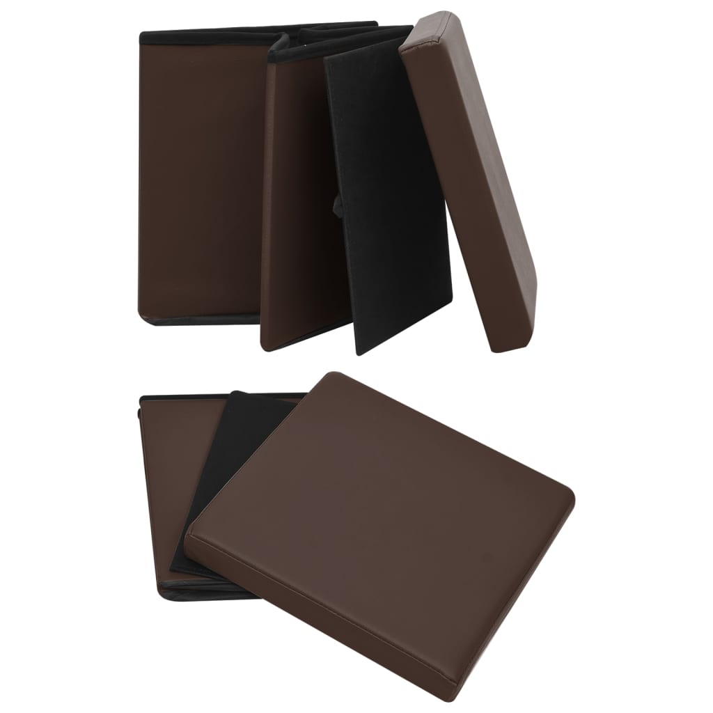 Sgabello con Contenitore Pieghevole Marrone in PVC - homemem39